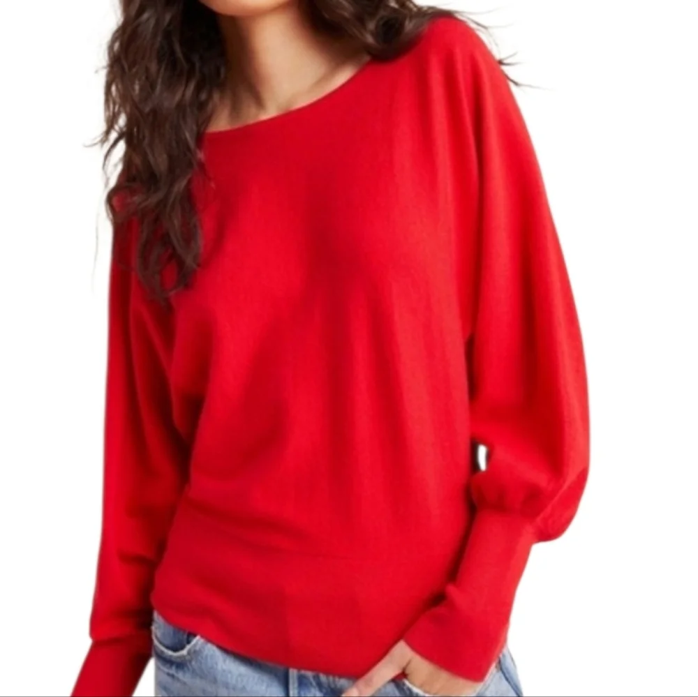 Anthropologie Red Dolman Sleeve Sweater Small Petite, NWT